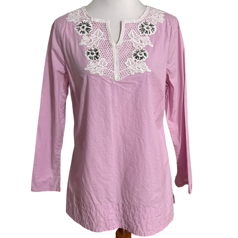 Madison Pink Blouse White Embroidery